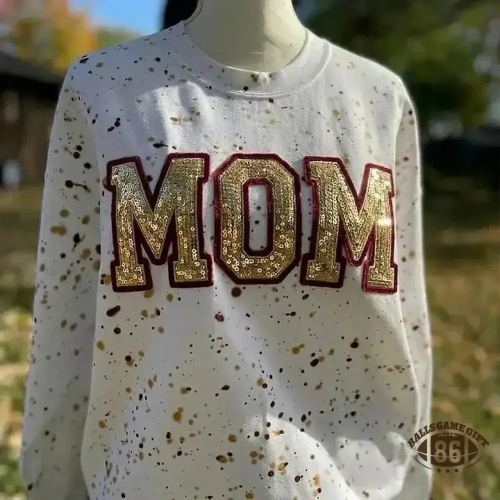 Personalized Custom Mascot Sequin Dot Sweatshirt Velvet Mothers Day Gift for Mom