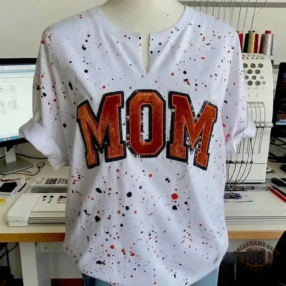 Personalized Custom Mascot Sequin Dot Sweatshirt Velvet Mothers Day Gift for Mom