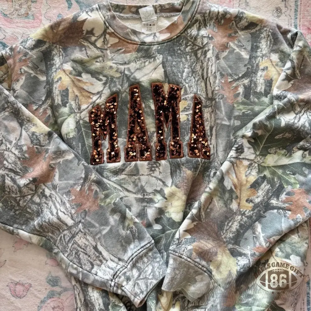 Personalized Custom Sequin Team Name Camo Sweatshirt Embroidered Sequin T-Shirt Hoodie