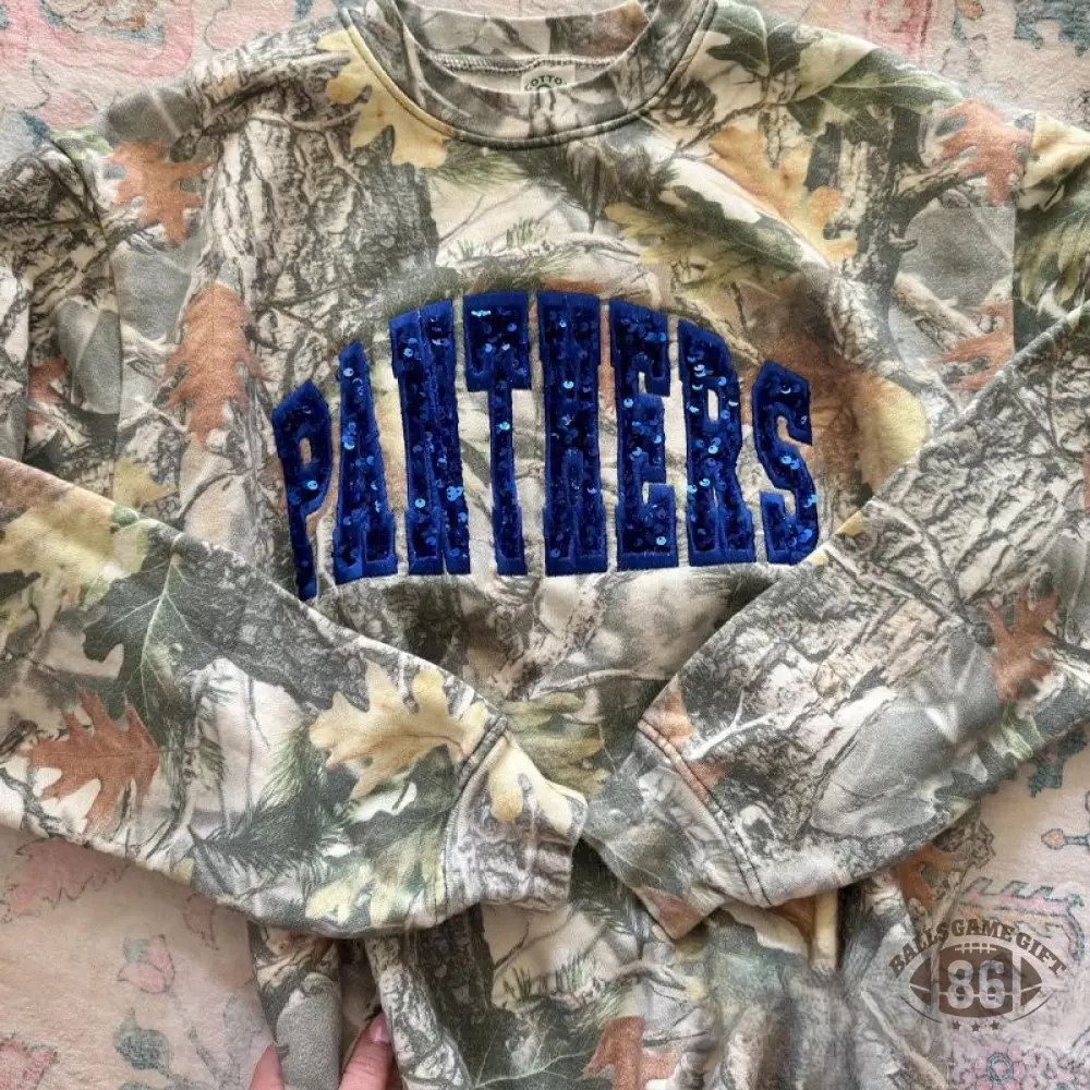 Personalized Custom Sequin Team Name Camo Sweatshirt Embroidered Sequin T-Shirt Hoodie