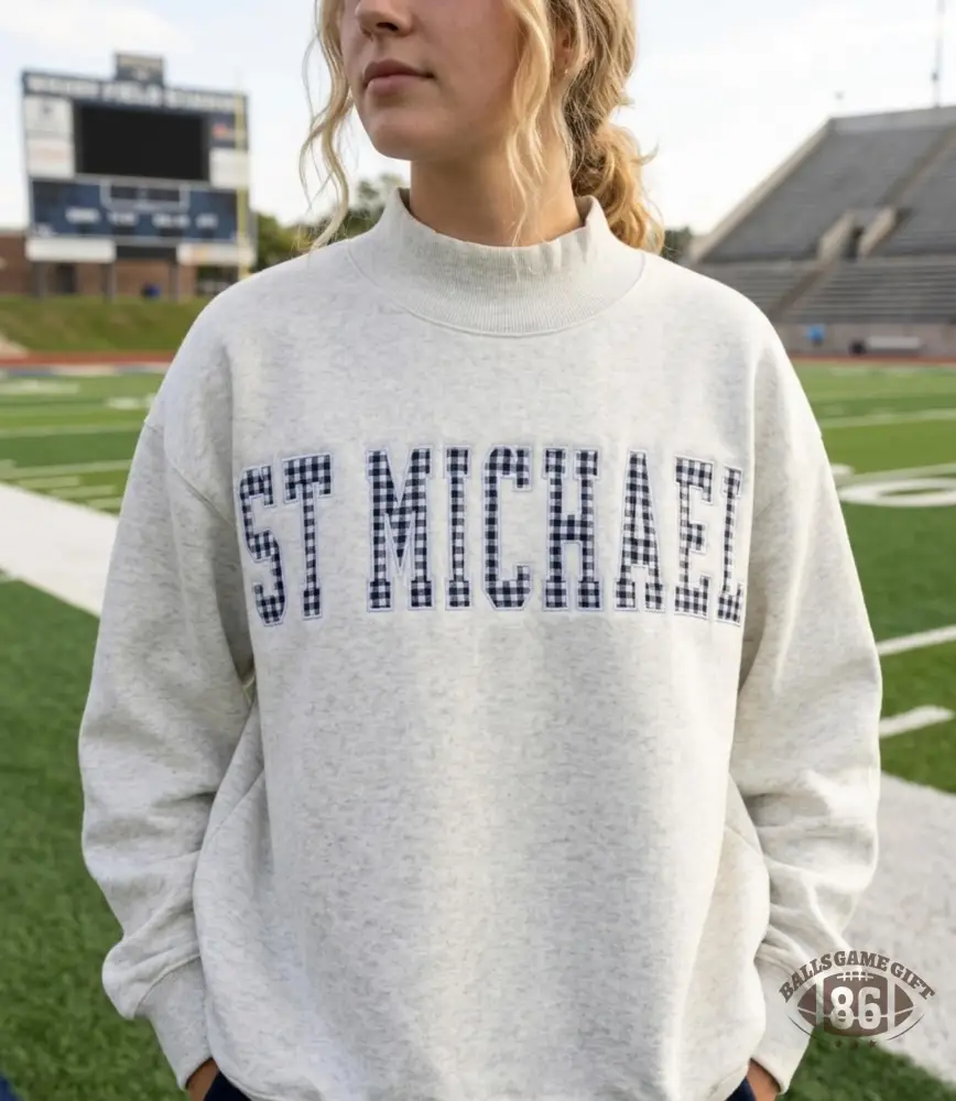 Personalized Embroidered Appliqué Game Day Mockneck | Custom College Team Mascot Sweatshirt