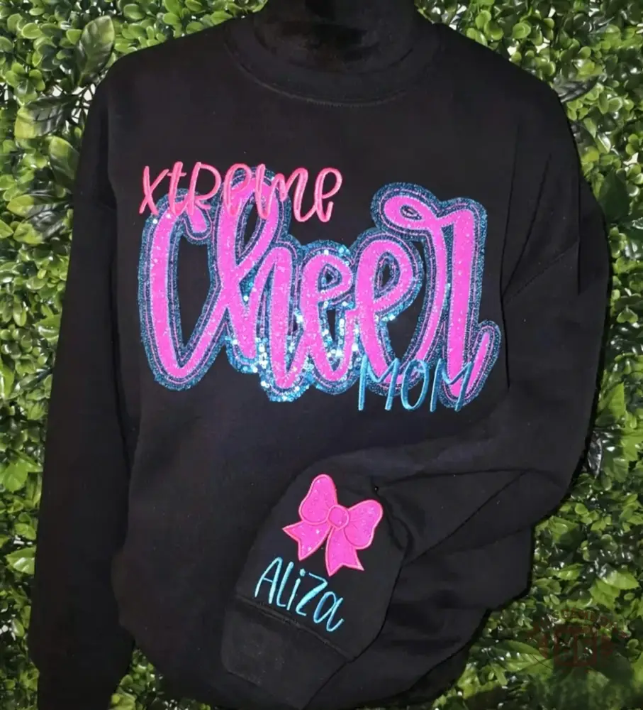 Personalized Embroidered Cheer Mom Shirt, Sequin Applique, Sports Mom