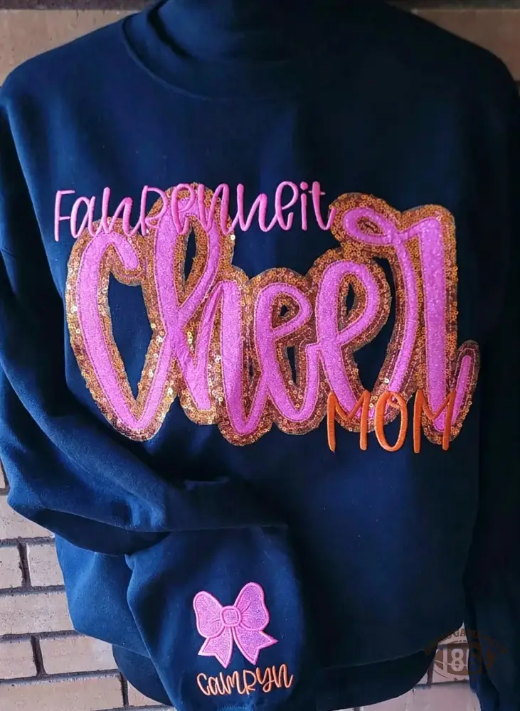 Personalized Embroidered Cheer Mom Shirt, Sequin Applique, Sports Mom