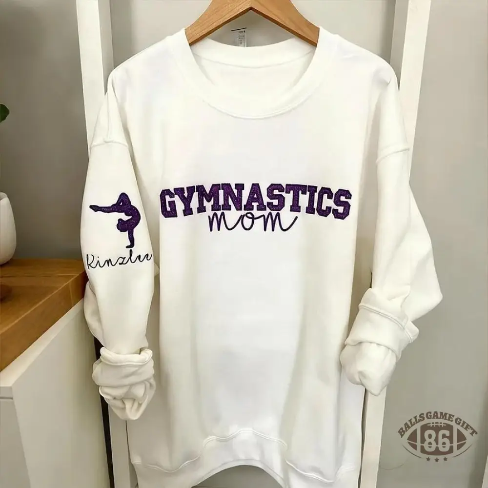 Personalized Embroidered Gymnastics Mom Sweatshirt Custom Gymnastic Crewneck
