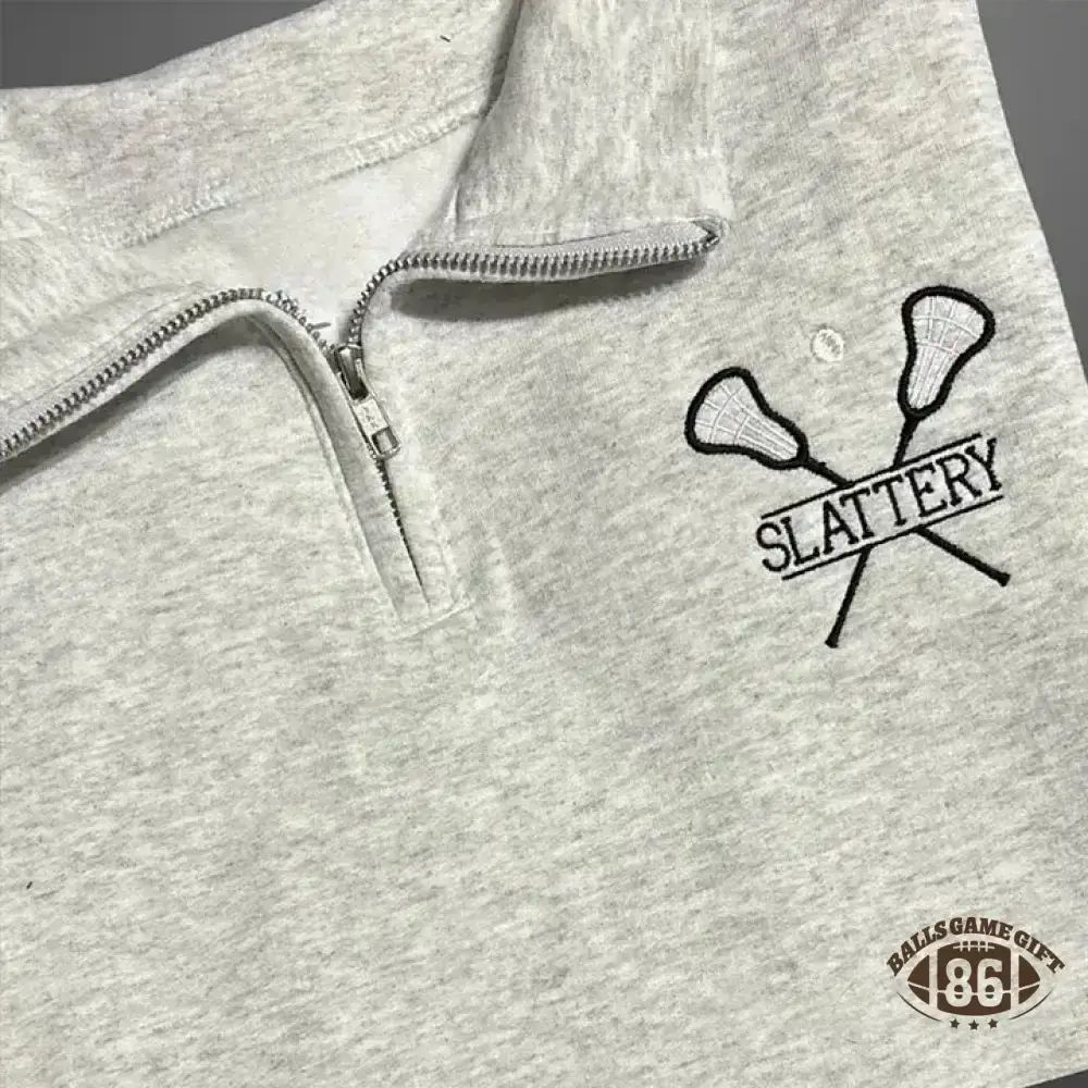 Personalized Embroidered Lacrosse Quarter zip Sweatshirt with Name Custom Lacrosse Mom Pullover