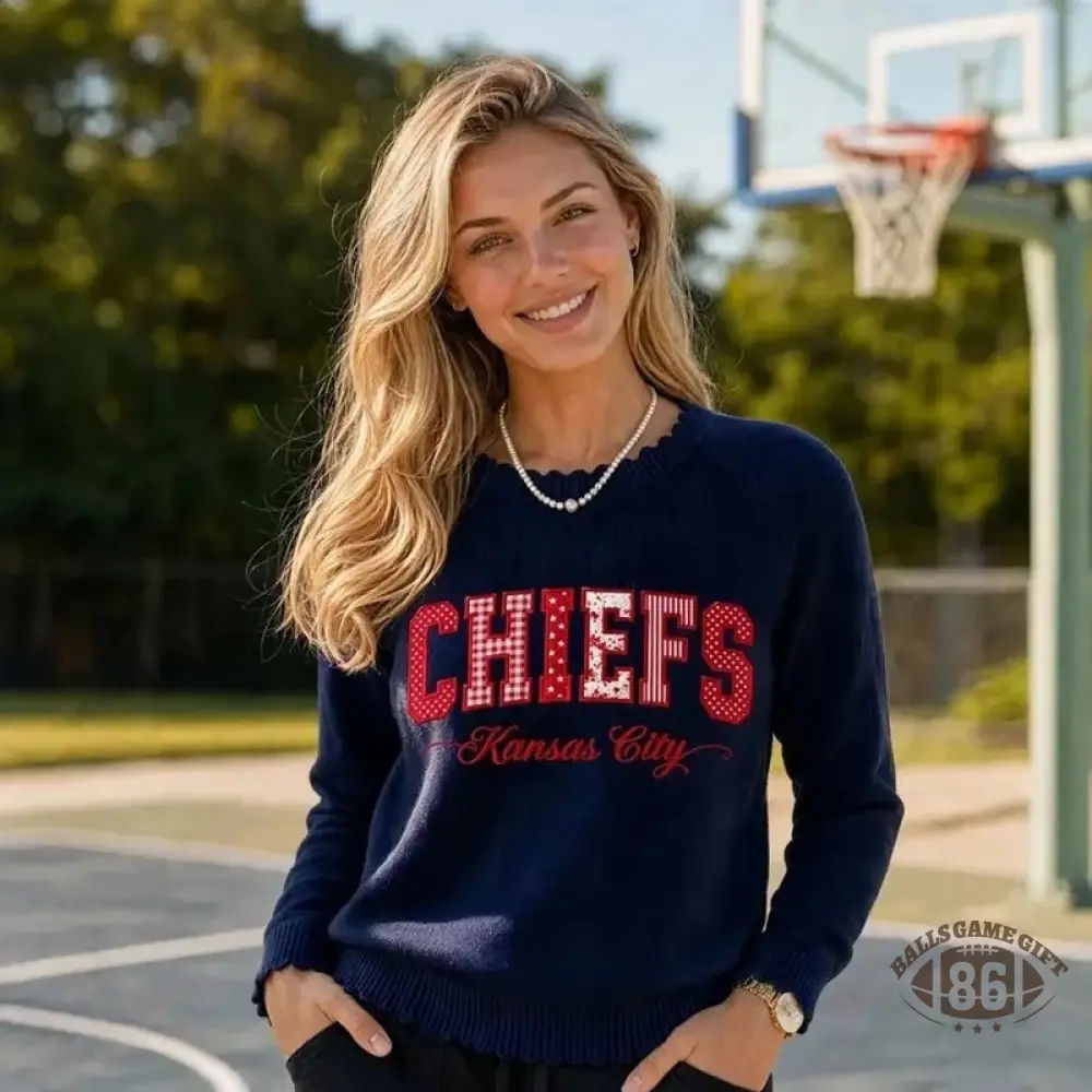 Personalized Embroidered Team Knit Sweater | Ruffle Trim Game Day Crewneck Pullover