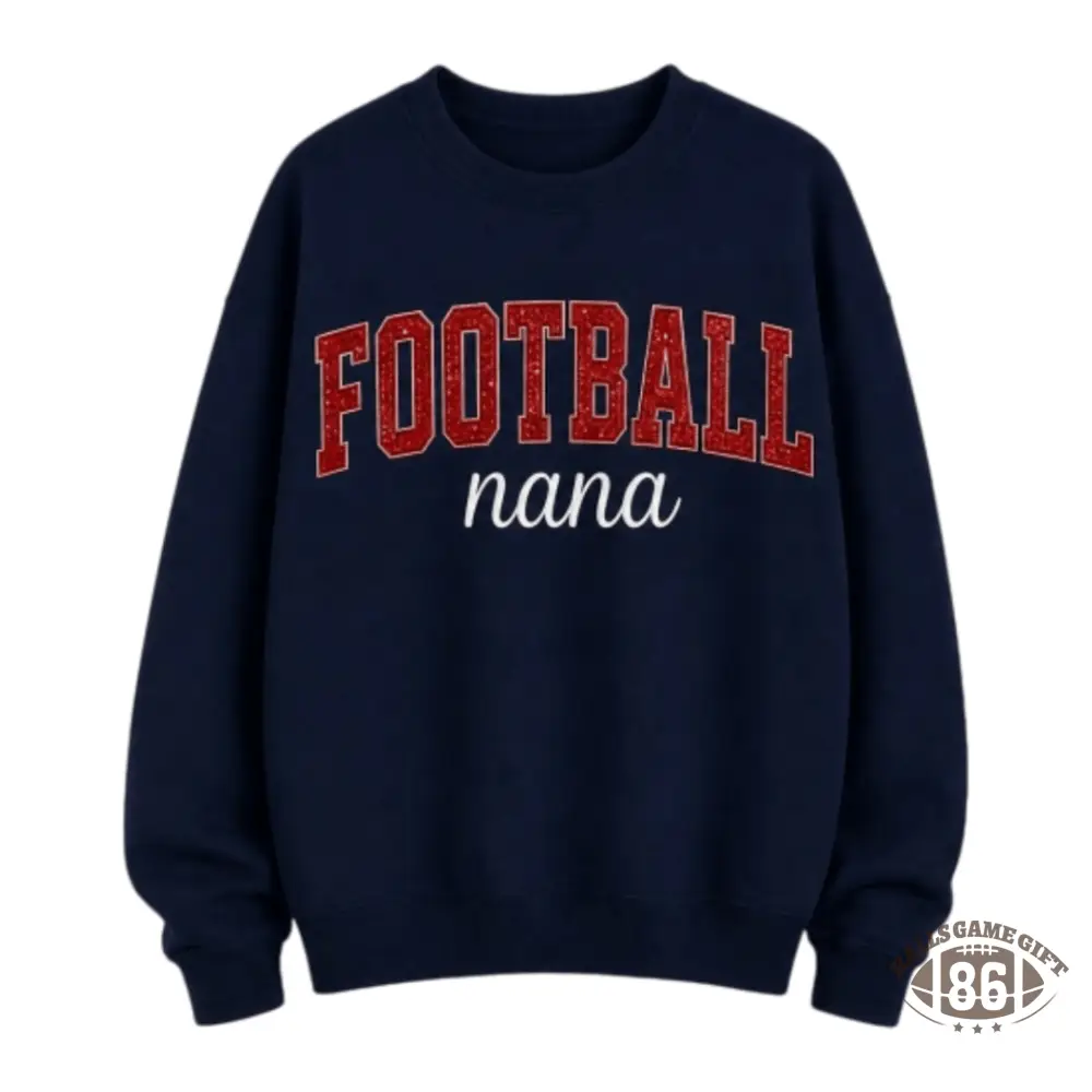 Personalized Football Mom Nana Sweatshirt, Custom Name Bow Football Grandma Crewneck, Game Day Sweatshirt