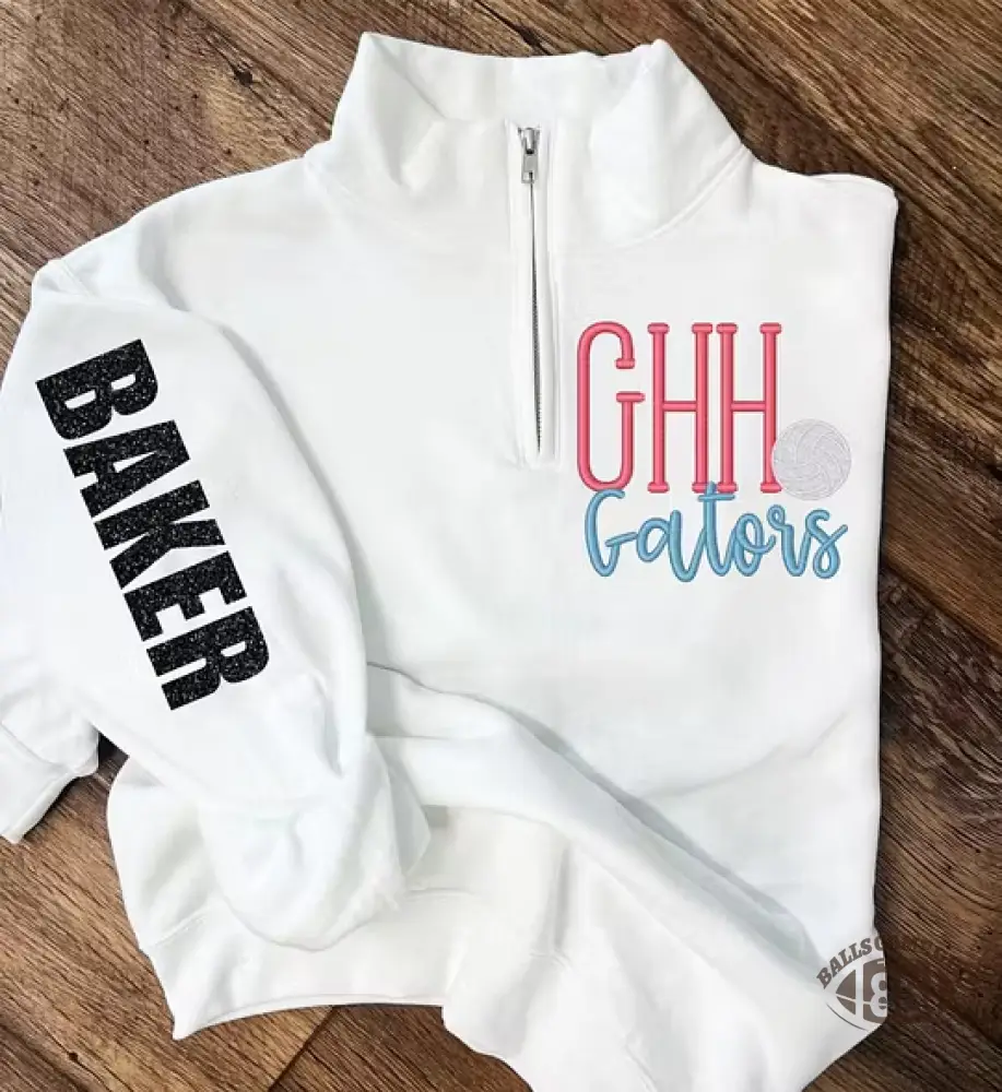 Personalized Football Quarter Zip Pullover – Custom Team Abbreviation & Glitter Sleeve Name