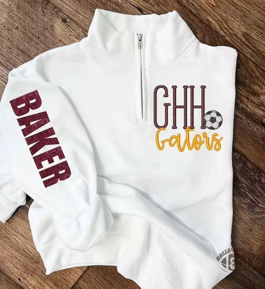 Personalized Football Quarter Zip Pullover – Custom Team Abbreviation & Glitter Sleeve Name