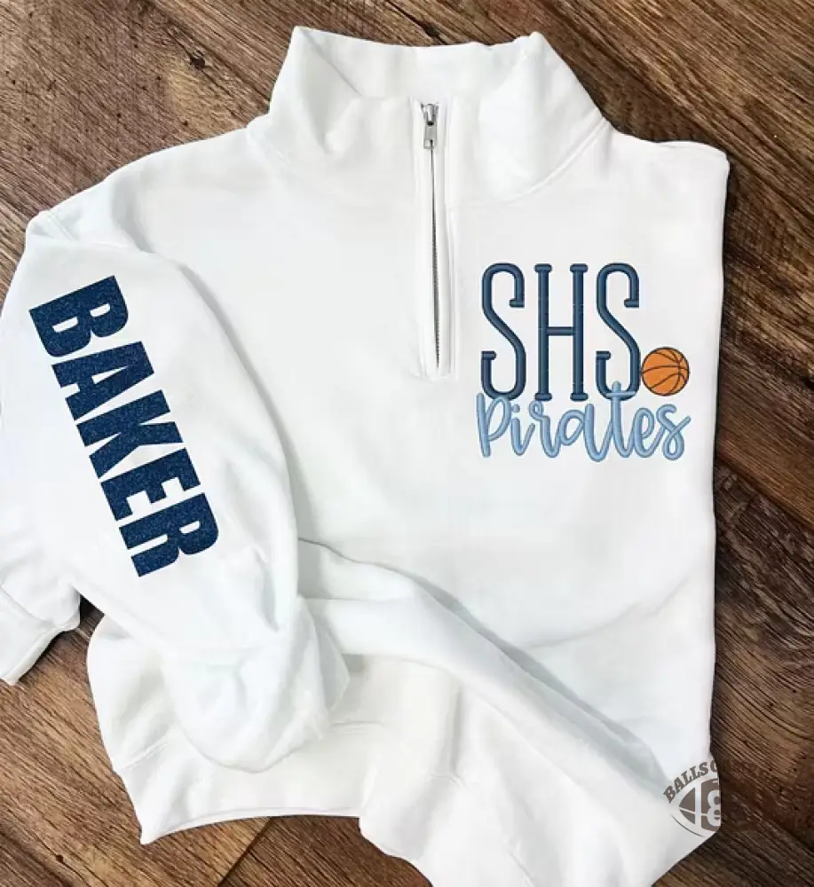 Personalized Football Quarter Zip Pullover – Custom Team Abbreviation & Glitter Sleeve Name