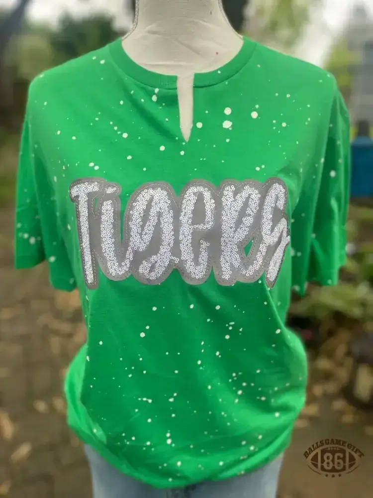 ✨ Personalized Glitter Mascot Notch Neck Tee – Custom School Spirit Shirt