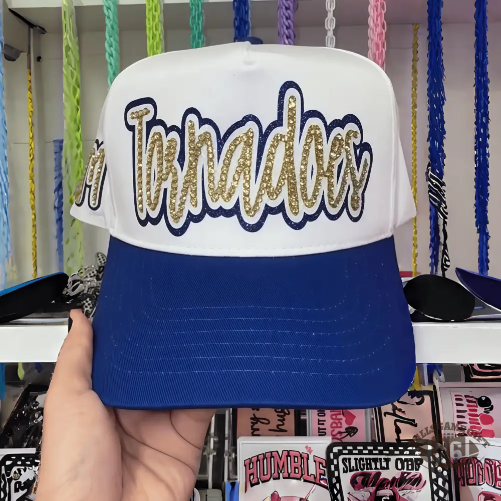 Personalized Glitter Rhinestones Letter Trucker Cap, Custom Sports Team Snapback Hat