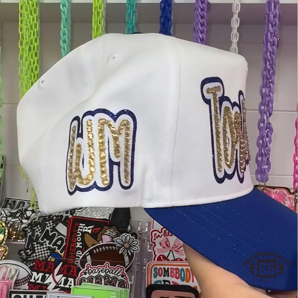 Personalized Glitter Rhinestones Letter Trucker Cap, Custom Sports Team Snapback Hat