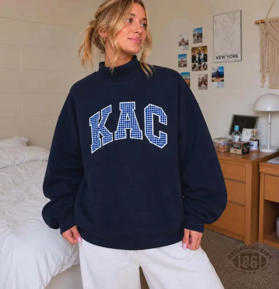 Personalized Greek Letter Gingham Sweatshirt Hoodie | Custom Sorority Applique