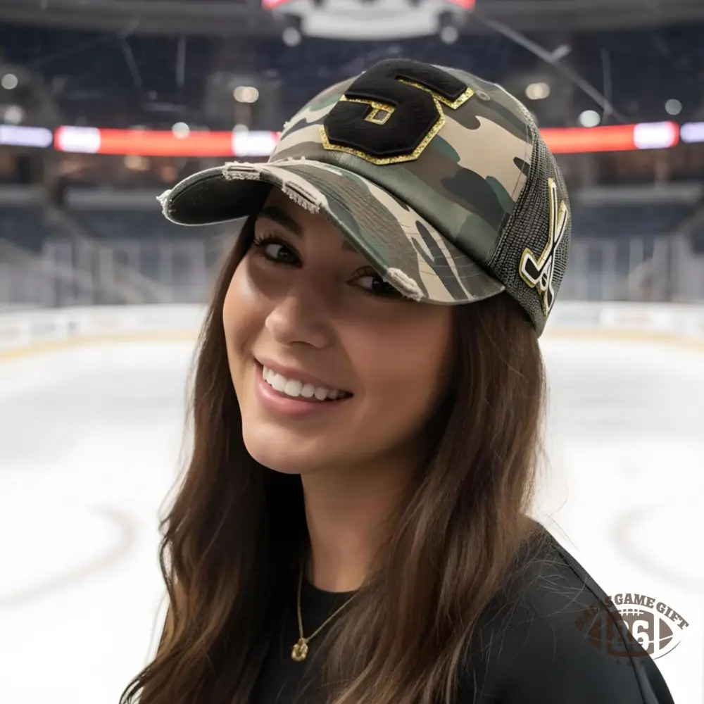 Personalized Hockey Mom Hat – Chenille Number, Hockey Sticks