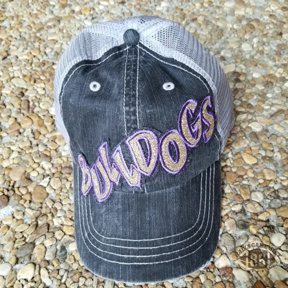Personalized Panthers Glitter Team Name Vintage Washed Mesh Trucker Hat Custom Rhinestone Sport Mom Ponytail Cap
