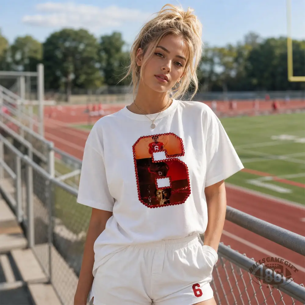 Personalized Photo Number with Rhinestone Outline Tees