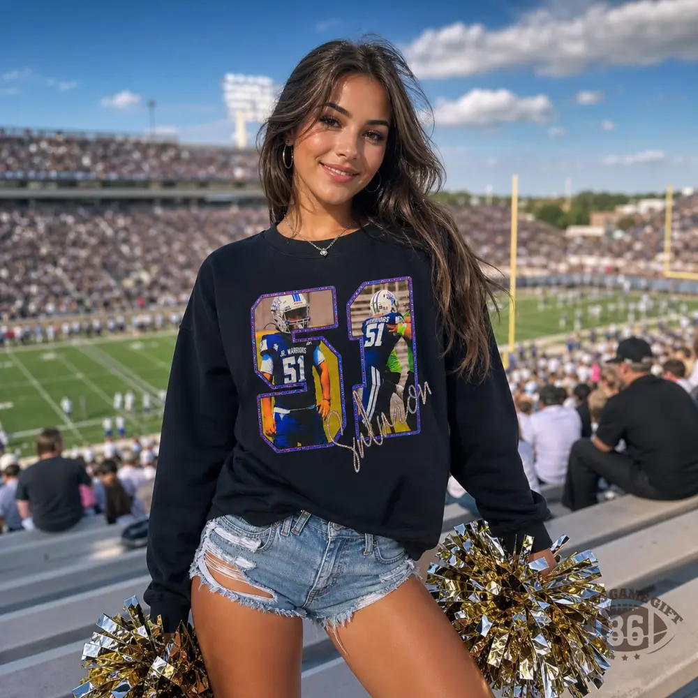 Personalized Photo Number with Rhinestone Outline Tees