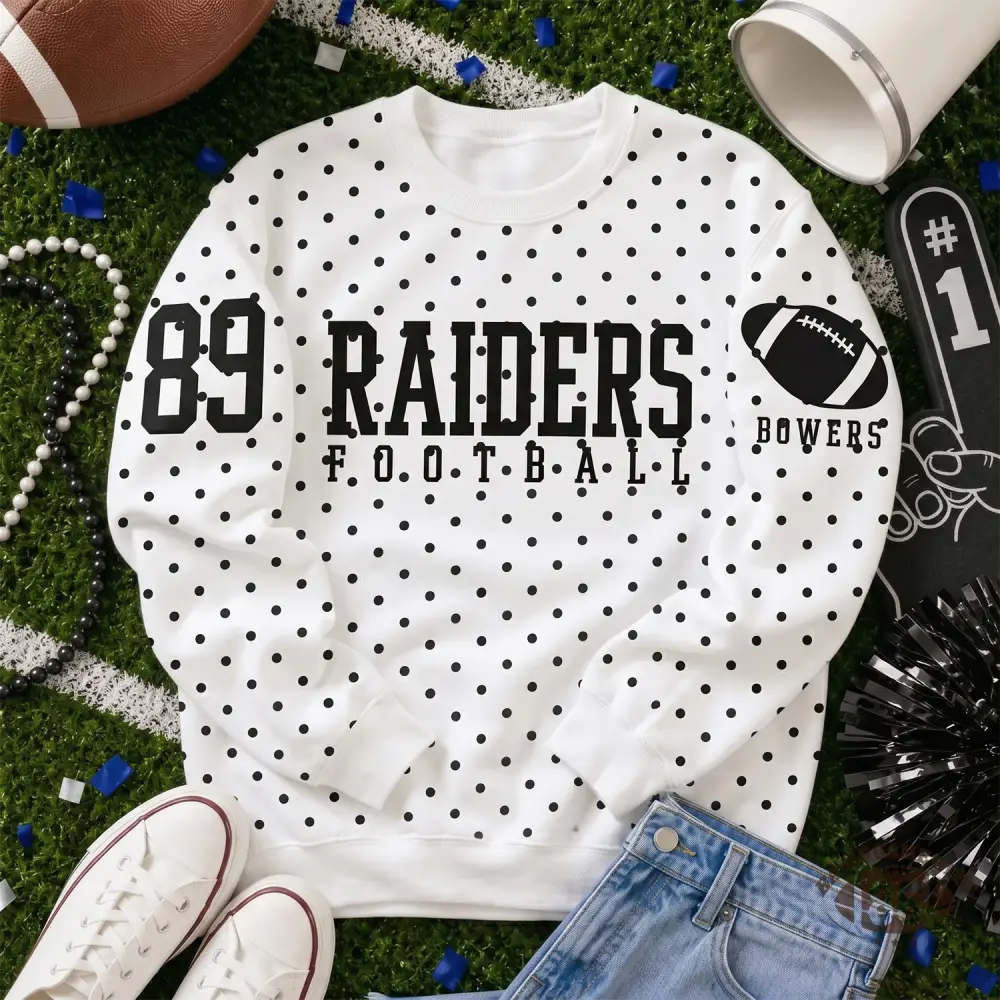 Personalized Polka-Dot Print Football Sweatshirt, Custom Team Name Player & Number
