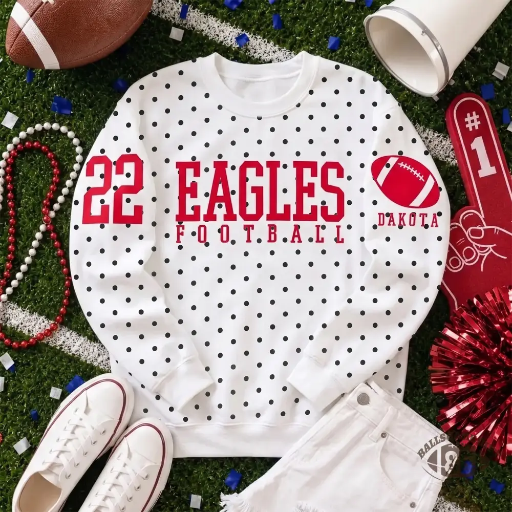 Personalized Polka-Dot Print Football Sweatshirt, Custom Team Name Player & Number