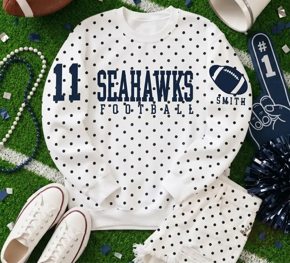 Personalized Polka-Dot Print Football Sweatshirt, Custom Team Name Player & Number