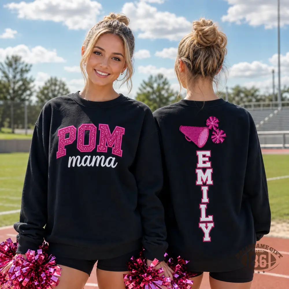 Personalized Pom Mama Cheer Sweatshirt | Custom Name Cheer Mom Crewneck