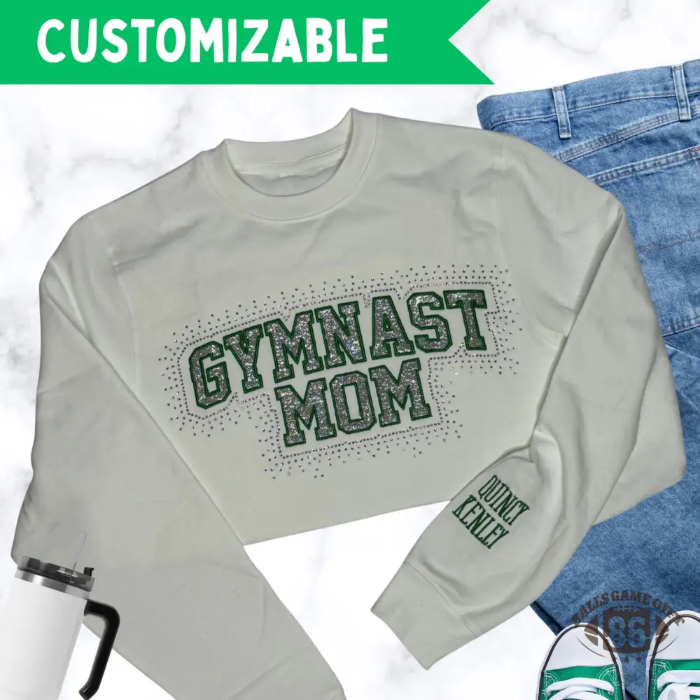Personalized Rhinestone Cheer Mom Sweatshirt - Embroidered Team Name
