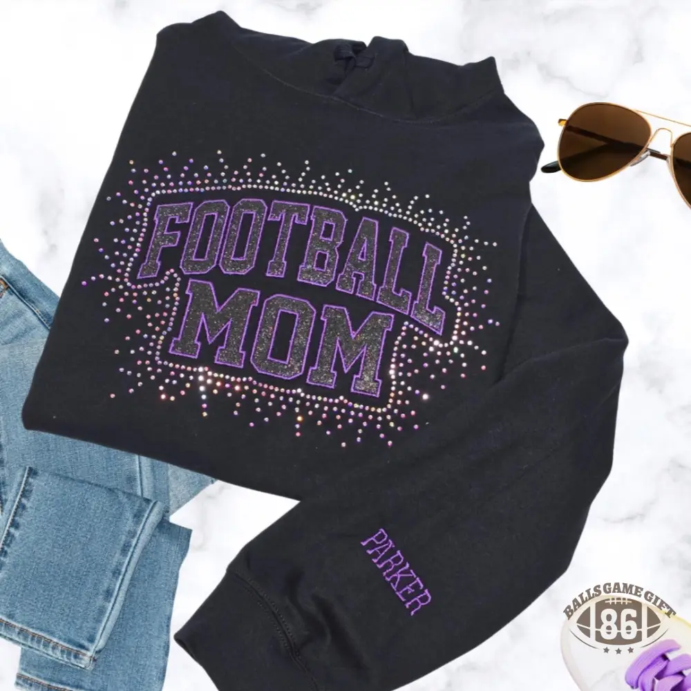 Personalized Rhinestone Cheer Mom Sweatshirt - Embroidered Team Name