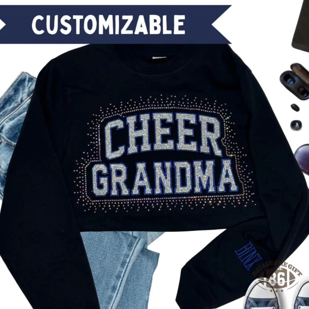 Personalized Rhinestone Cheer Mom Sweatshirt - Embroidered Team Name