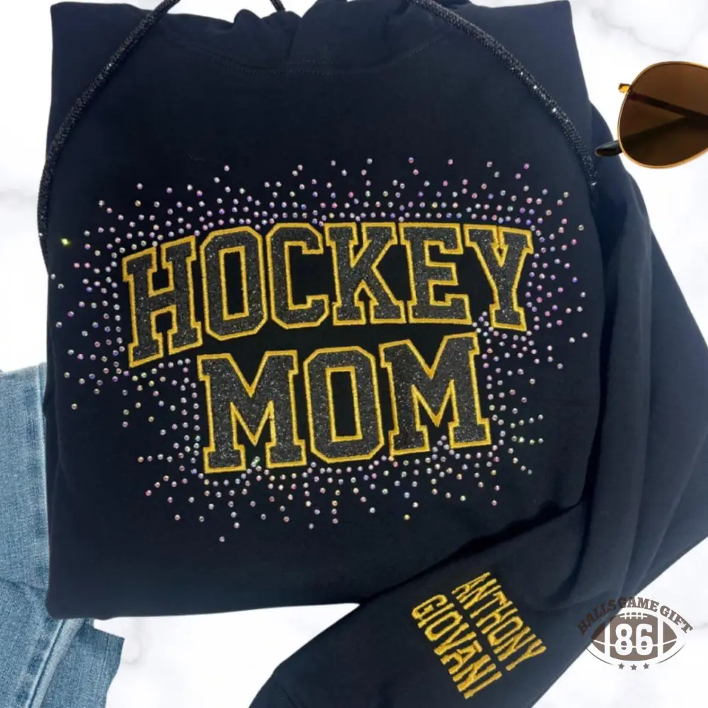 Personalized Rhinestone Cheer Mom Sweatshirt - Embroidered Team Name