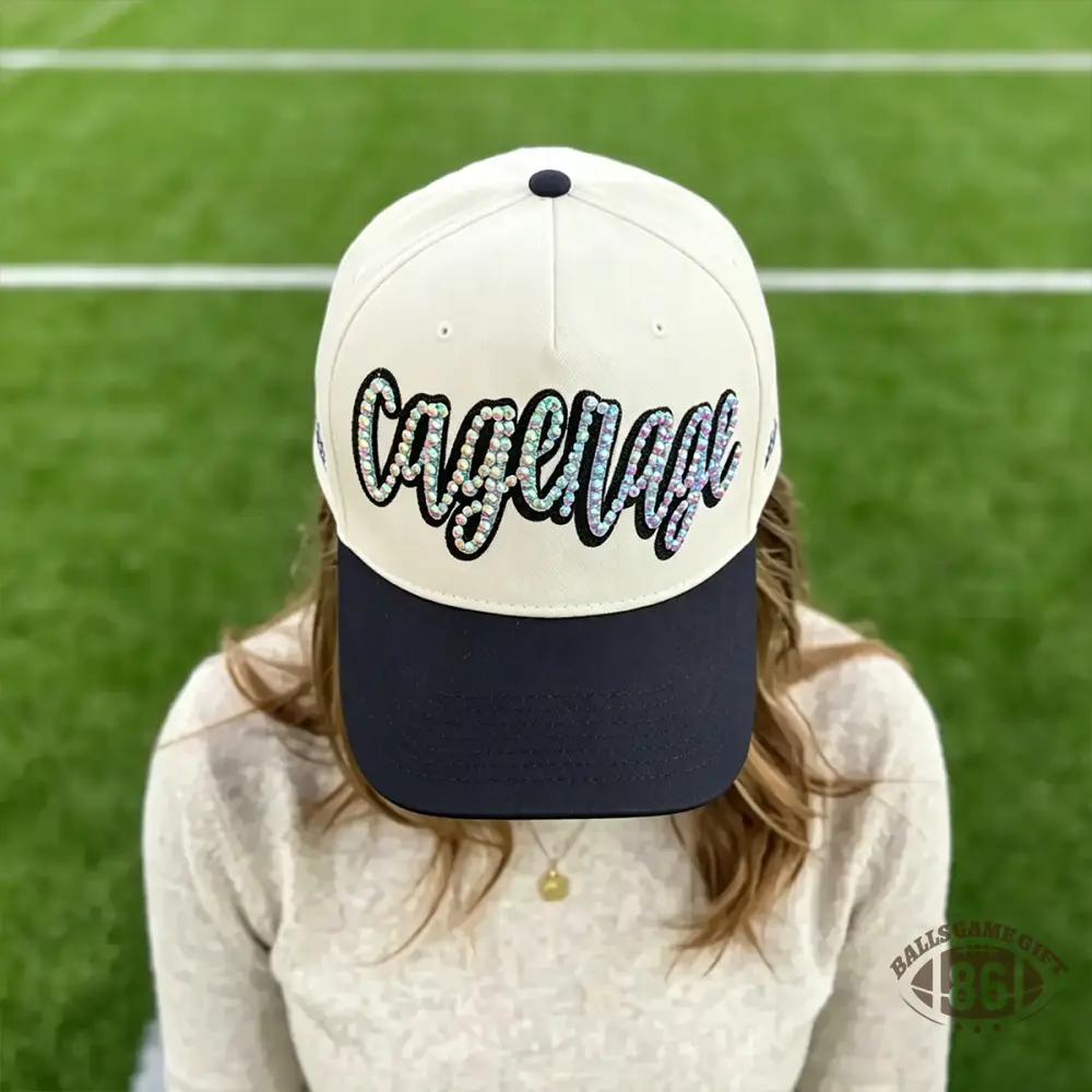 Personalized Rhinestone Cursive Sparkly Script Trucker Hat Adjustable Snapback for Sports
