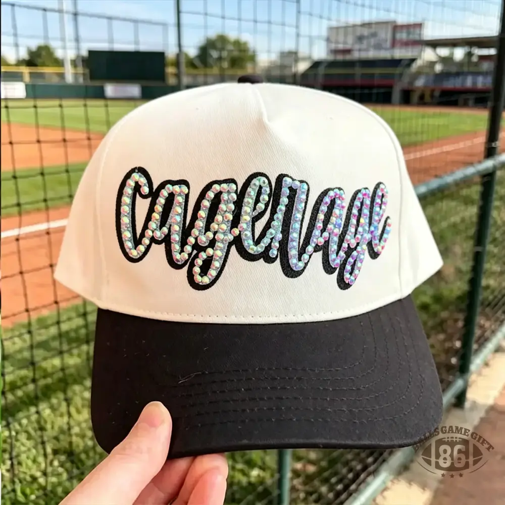 Personalized Rhinestone Cursive Sparkly Script Trucker Hat Adjustable Snapback for Sports