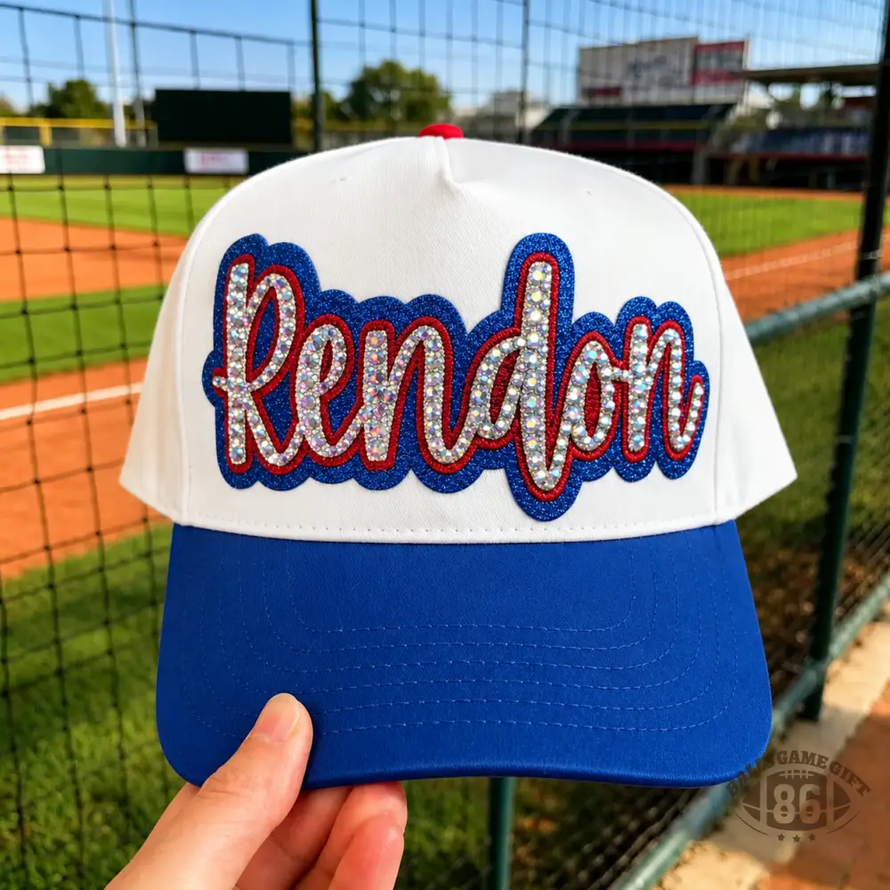 Personalized Rhinestone Script Baseball Cap, Custom Bling Sports Hat, Sparkly Adjustable Trucker Cap, Women's Glitter Gift