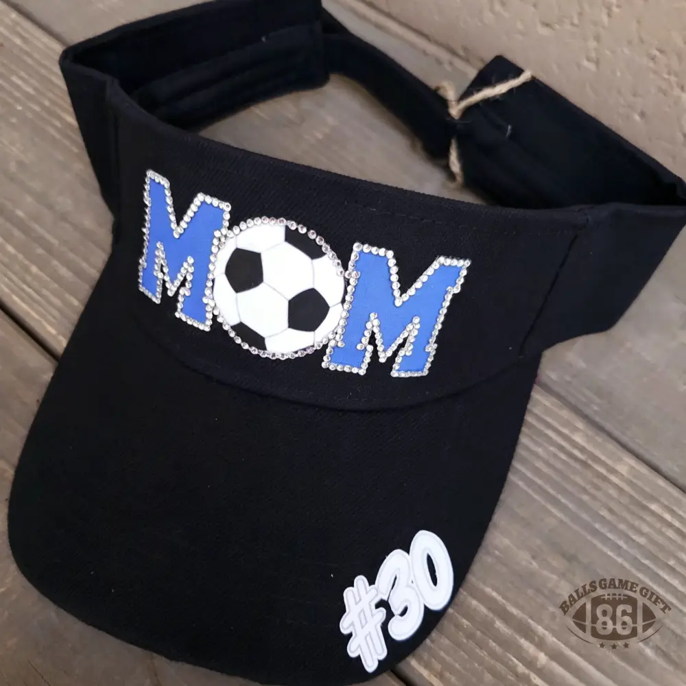 Personalized Rhinestone Soccer Mom Visor ⚽