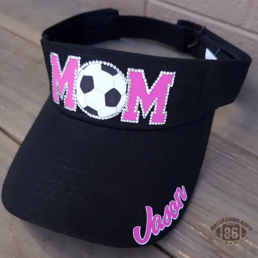 Personalized Rhinestone Soccer Mom Visor ⚽
