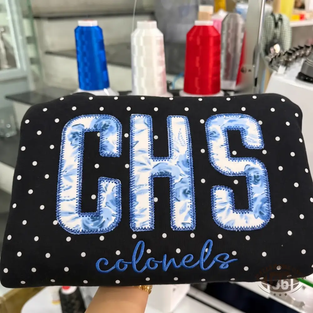 Personalized School Team Polka‑Dot Patch Sweatshirt & Tee, Custom Group Gift