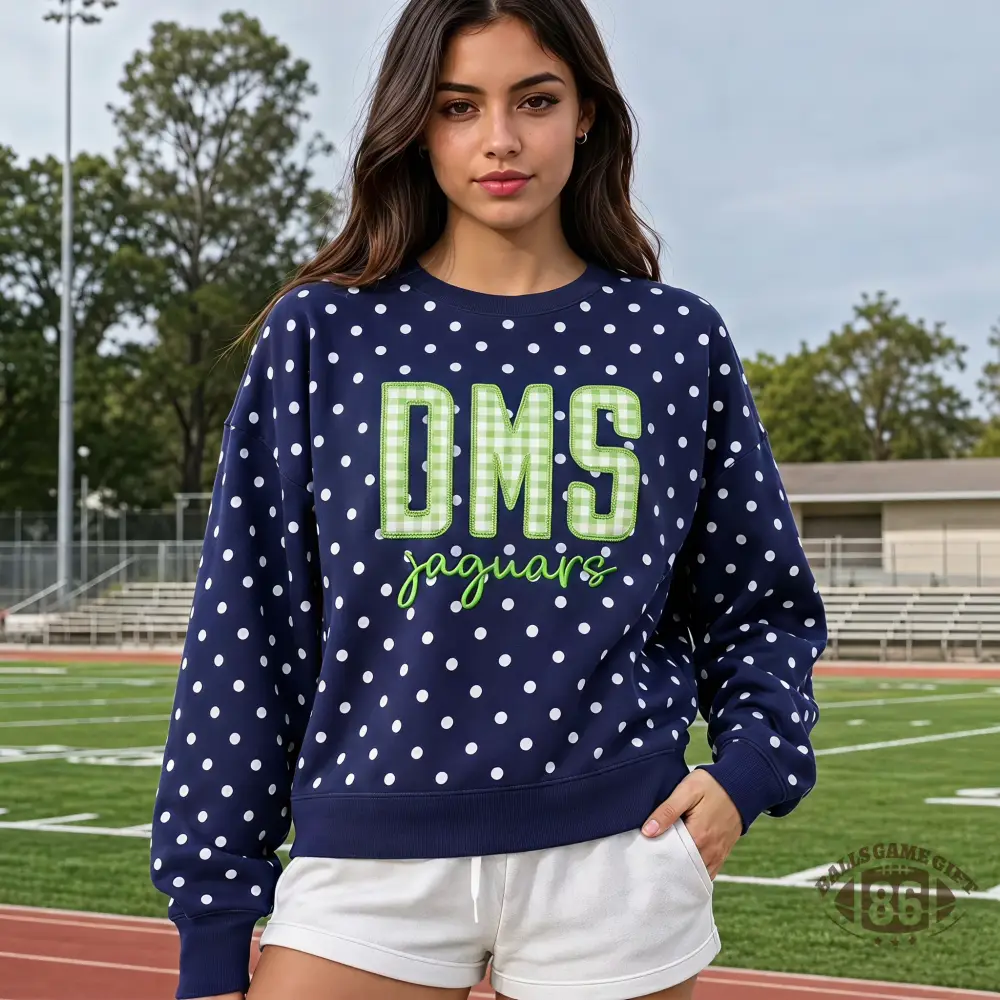 Personalized School Team Polka‑Dot Patch Sweatshirt & Tee, Custom Group Gift