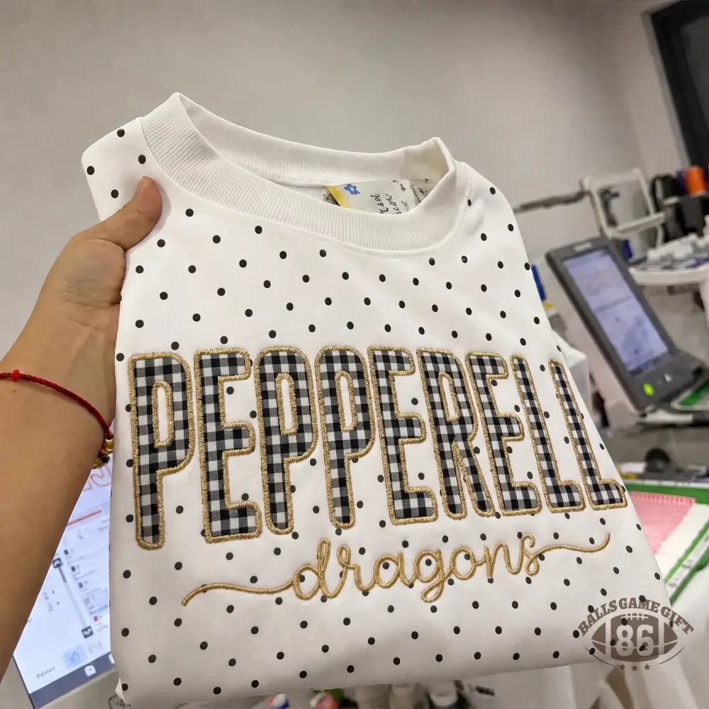 Personalized School Team Polka‑Dot Patch Sweatshirt & Tee, Custom Group Gift