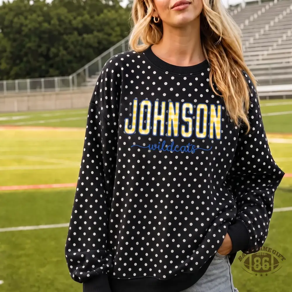 Personalized School Team Polka‑Dot Patch Sweatshirt & Tee, Custom Group Gift
