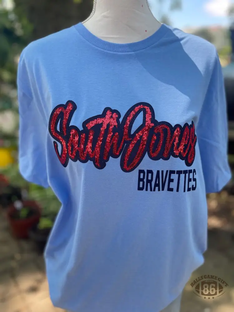 Personalized Sequin Notch Neck T-Shirt – Custom School & Team Name Game Day Tee