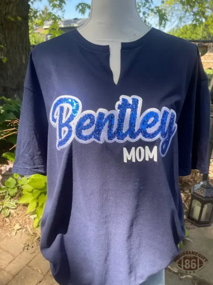 Personalized Sequin Notch Neck T-Shirt – Custom School & Team Name Game Day Tee