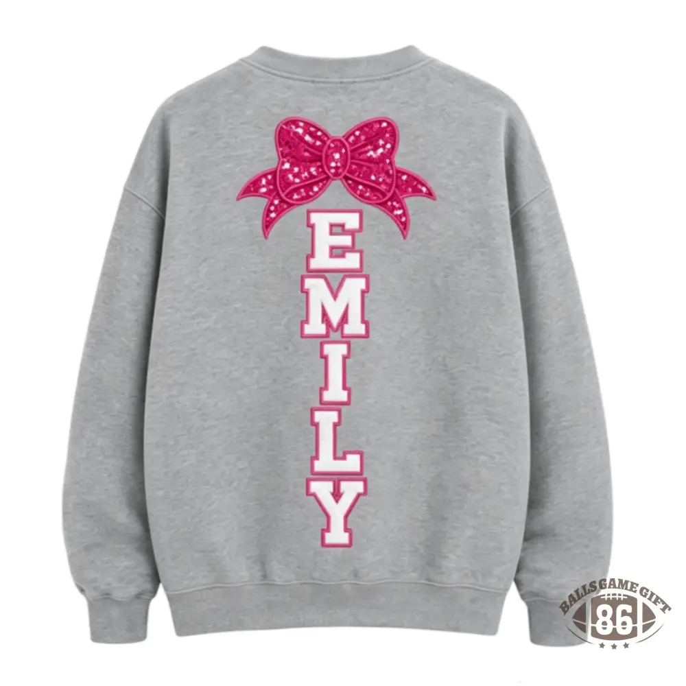 Personalized Softball Mama Sweatshirt | Custom Name & Pink Bow Sequin Crewneck