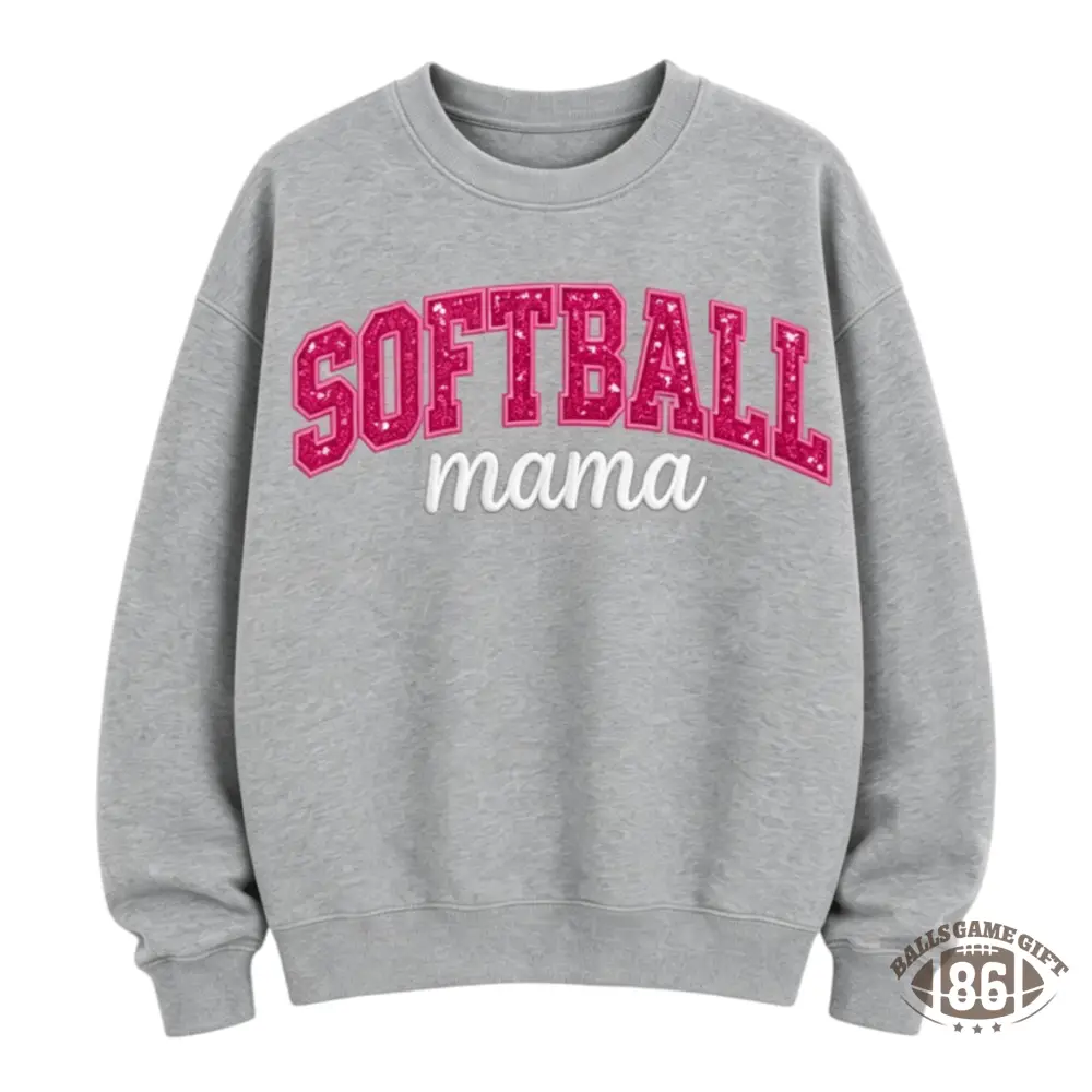 Personalized Softball Mama Sweatshirt | Custom Name & Pink Bow Sequin Crewneck