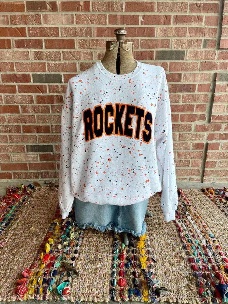 Personalized Speckled Team Letter Sweatshirt, Custom Game Day Crewneck