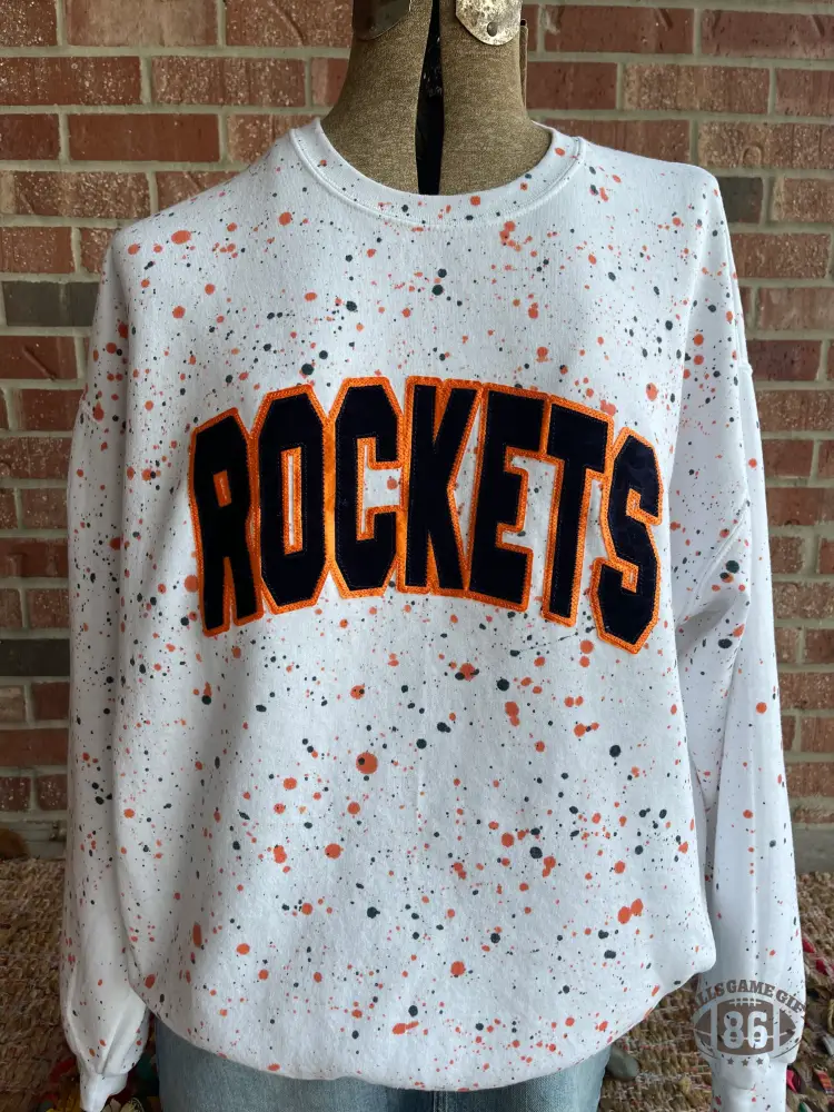 Personalized Speckled Team Letter Sweatshirt, Custom Game Day Crewneck