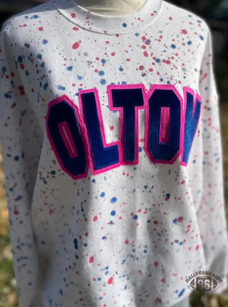 Personalized Speckled Team Letter Sweatshirt, Custom Game Day Crewneck