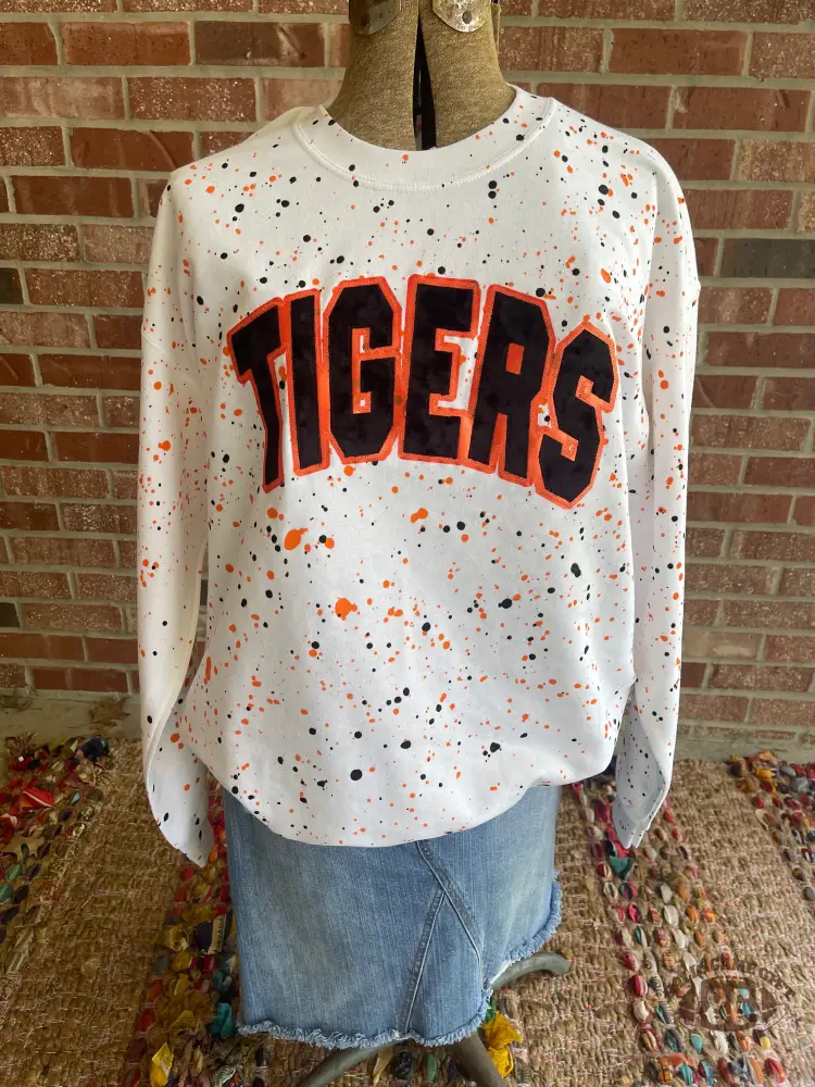 Personalized Speckled Team Letter Sweatshirt, Custom Game Day Crewneck