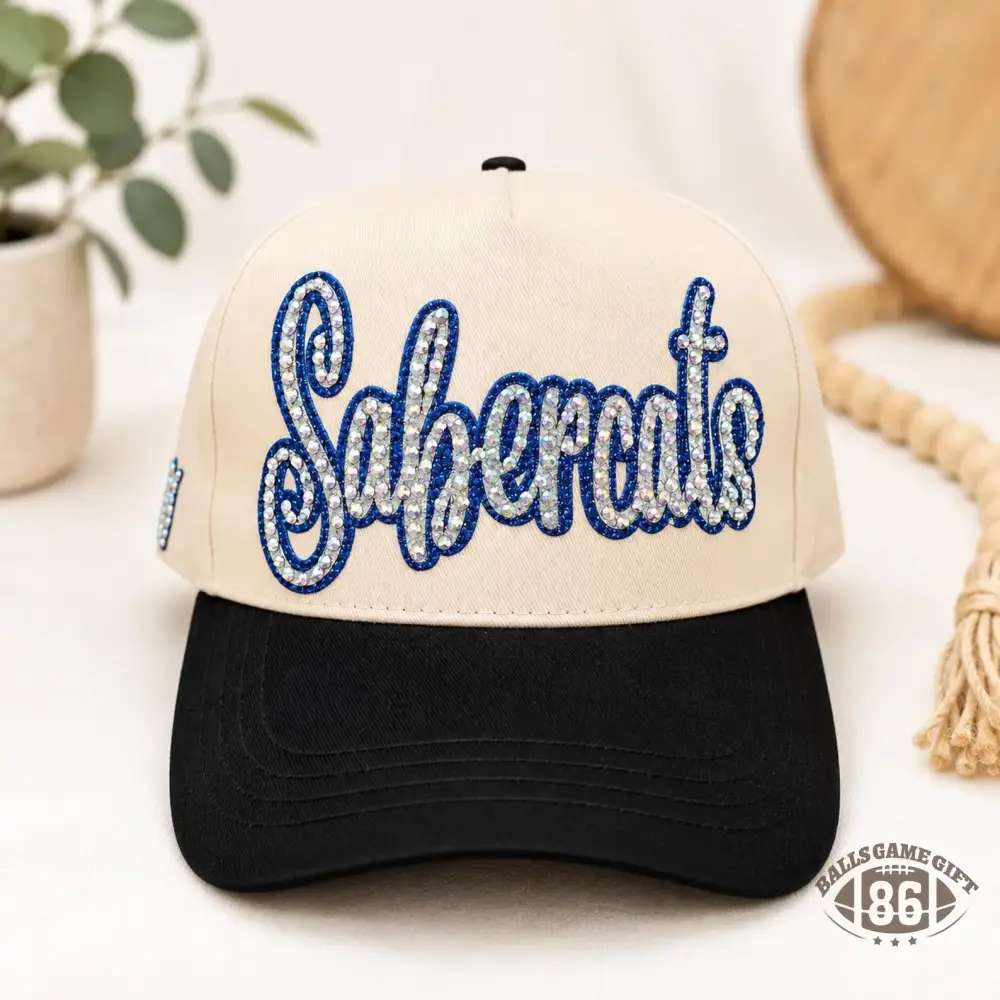 Personalized Sports Mom Baseball Cap | Custom Glitter Vinyl & Rhinestone Hat | Bling Game Day Cap
