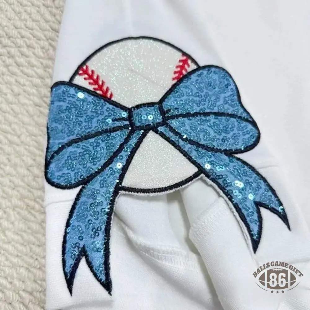 Personalized Sports Mom Sweatshirt Sequin Embroidery with Side Bows