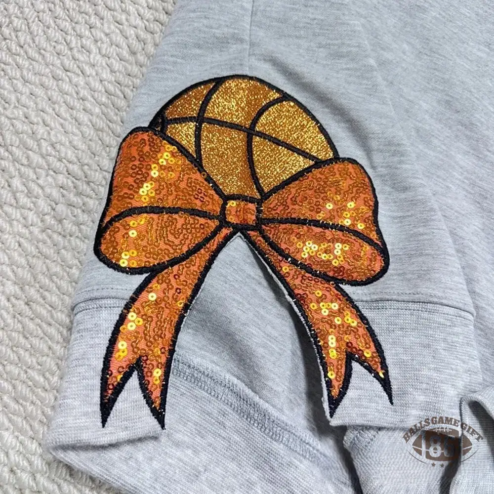 Personalized Sports Mom Sweatshirt Sequin Embroidery with Side Bows